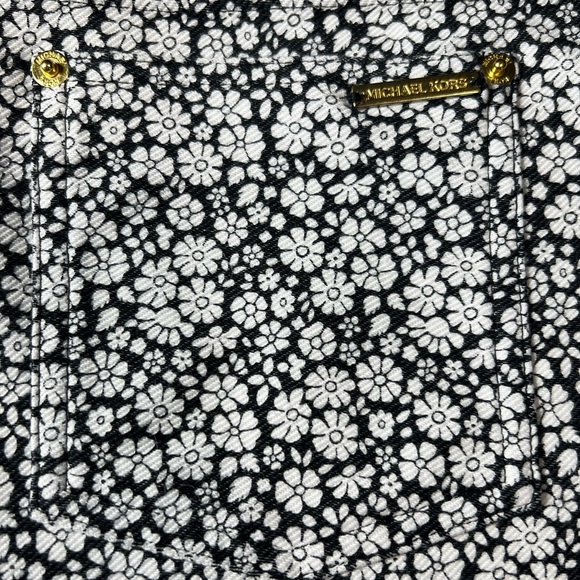 Michael Kors Black & White Floral Pull on Stretch Pants Cropped Women’s Size XL - Picture 2 of 8